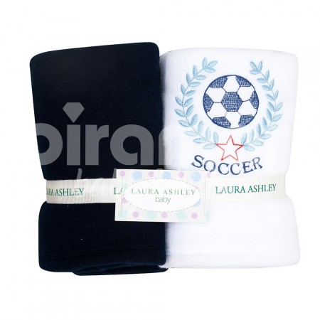 Cobertor Soft para Bebê 02 Peças Goal Branco/Azul