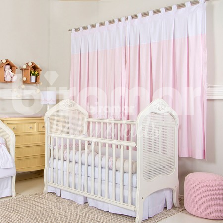 Cortina para Quarto de Bebê com Lapelas Percal Alice Bege