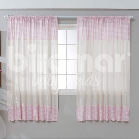 Cortina para Quarto de Bebê Percal Barrado Estampado Lollipop Classic Pérola Rosa