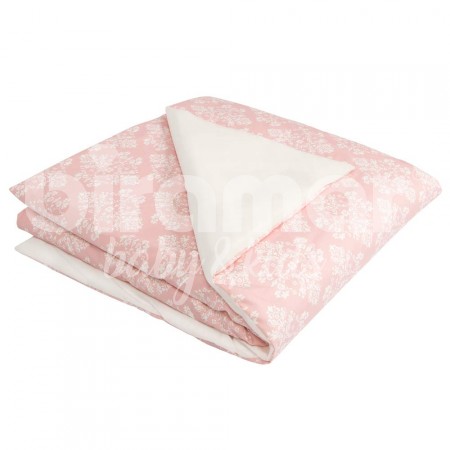 Edredom de Mini Cama Dupla Face e Duvet Estampa Jardim Secreto Rosa