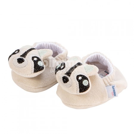 Pantufa para Bebê Plush Bordada Sweet Guaxinim Cinza