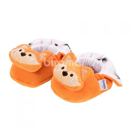 Pantufa para Bebê Estampa e Bordado Fox Preto