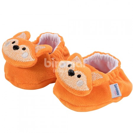 Pantufa para Bebê Plush Bordada Sweet Fox Laranja