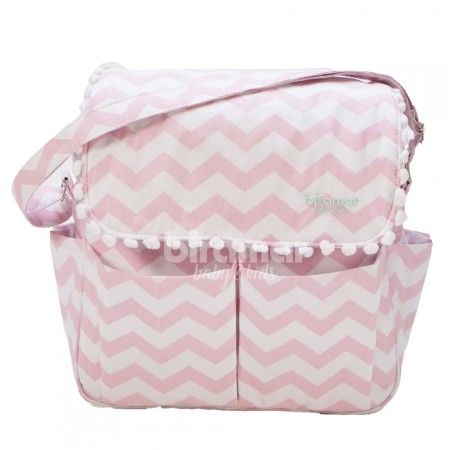 Bolsa com Trocador para Bebê Brooklyn Soho Chevron Rosa