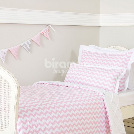 Edredom Solteiro / Kids Dupla Face e Duvet Soho Chevron Rosa