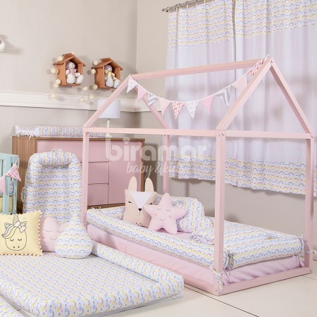 Kit Montessoriano Mini Cama Rolinho 4 Peças Rainbow Colorido (Colchão 1,50 x 0,70)
