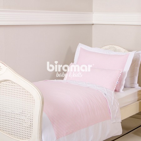 Edredom Solteiro / Kids Dupla Face e Duvet Listrado Rosa