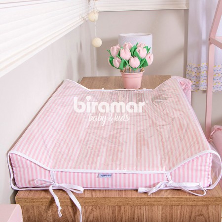 Trocador Anatômico para Bebê Estampado Listrado Rosa