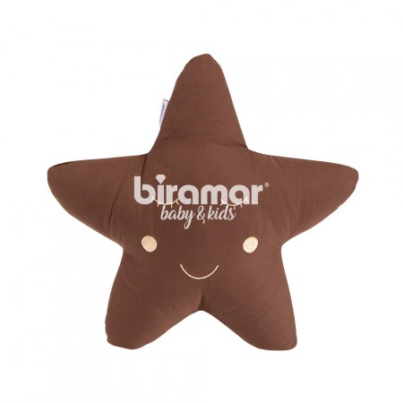 Almofada Estrela Bordada com Carinha Marrom