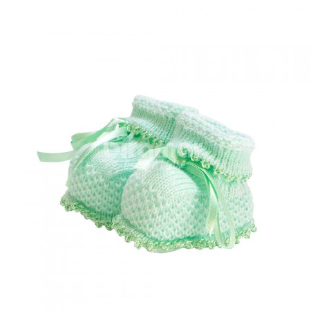 Sapatinho de Linha para Bebê Doce Suspiro Verde - Tamanho Único