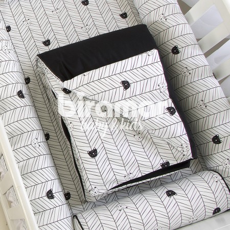 Edredom de Mini Cama Dupla Face e Duvet Estampa Aisha Preto