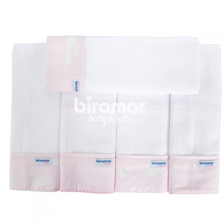 Conjunto 5 Fraldas para Bebê Cremer Luxo Cisne Rosa