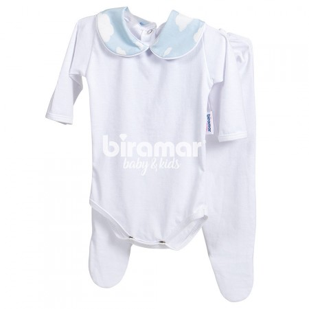 Conjunto Clássico 2 Peças para Bebê Nuvem  Azul - Tamanho Único