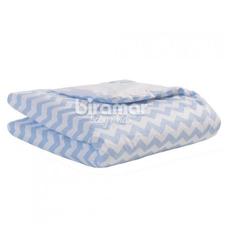 Edredom de Berço Estampa Dupla Face e Duvet Soho Chevron Azul