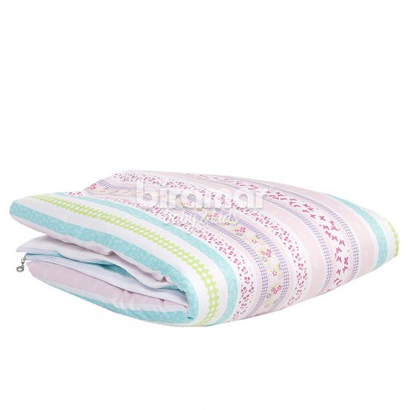 Edredom de Berço Estampa Dupla Face e Duvet Clementine Rosa