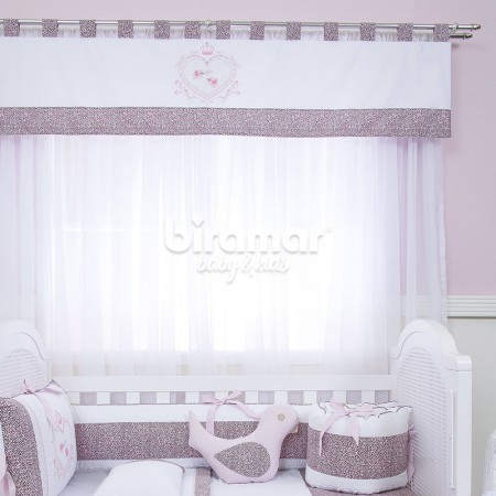 Cortina para Quarto de Bebê com Bandô Lapela Baby Oncinha Rosa