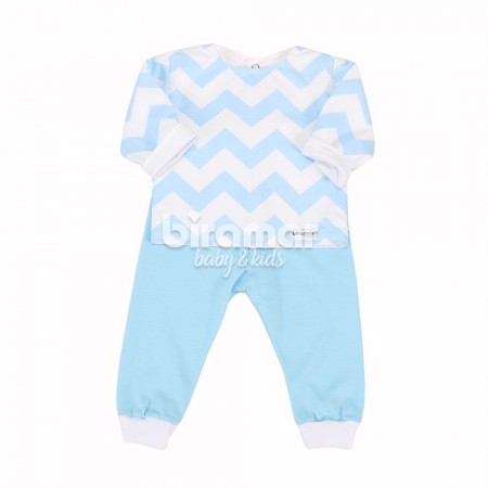 Conjunto Pagão para Bebê 3 Peças Soho Chevron Azul - Tamanho Único