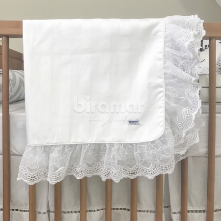 Manta para Bebê Percal 400 Fios Jacquard Branco
