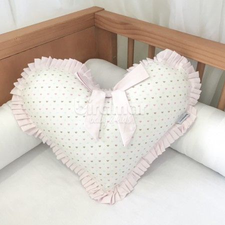 Almofada Coração Babado Amor Rosa