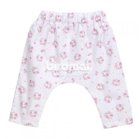 Calça Saruel para Bebê e Kids GG - Floral  Rosa