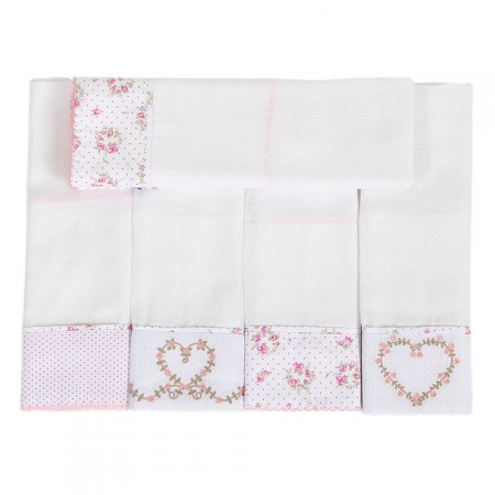 Conjunto 5 Fraldas para Bebê Cremer Luxo Bordado Tiffany Floral  Rosa