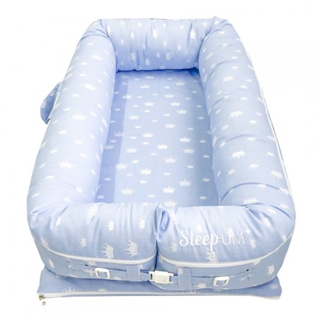 Bercinho Portátil Ninho para Bebê Sleep UM Coroa Azul