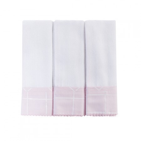 Conjunto 3 Fraldas para Bebê Cremer Luxo Barrado Boston Rosa