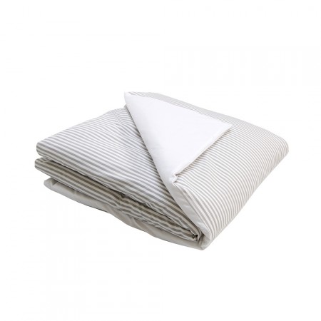 Edredom Duvet Solteiro com Zíper 2,20 x 1,43 - Branco Listrado Cinza