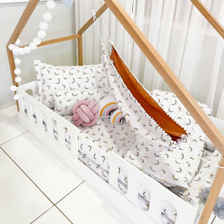 Rede para Cama Montessoriana Dupla Face Arco Iris