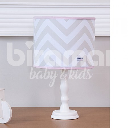 Abajur para Quarto de Bebê Brooklyn Chevron Cinza/Rosa