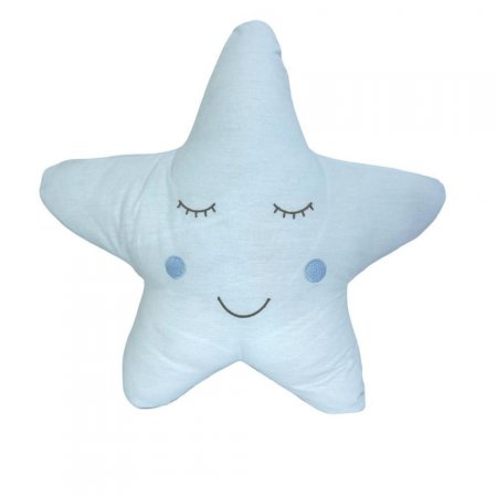 Almofada para Bebê Estrela Bordada com Carinha Azul