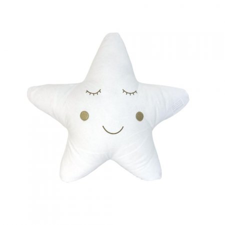 Almofada para Bebê Estrela Bordada com Carinha Branca