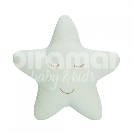 Almofada para Bebê Estrela Bordada com Carinha Mint