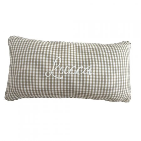 Almofada Retangular Personalizada Cordão Xadrez Médio Bege