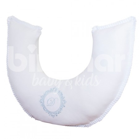 Almofada de Amamentação para Bebê Fustão Personalizado Marseille Branco / Azul