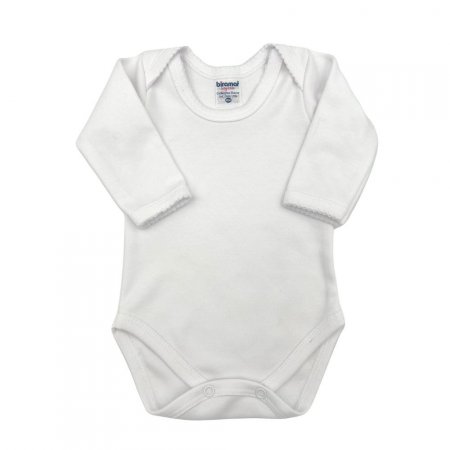 Body para Bebê Manga Longa RN Suedine 100% Algodão Picô - Branco