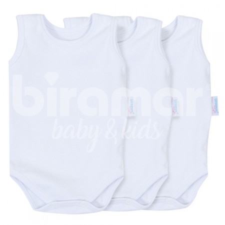 Body para Bebê 3 Peças Manga Regata G - Branco