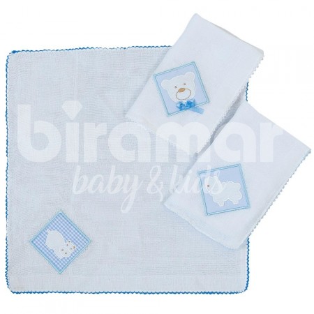 Boquinha Fralda Cremer 3 Peças para Bebê Glamour Azul