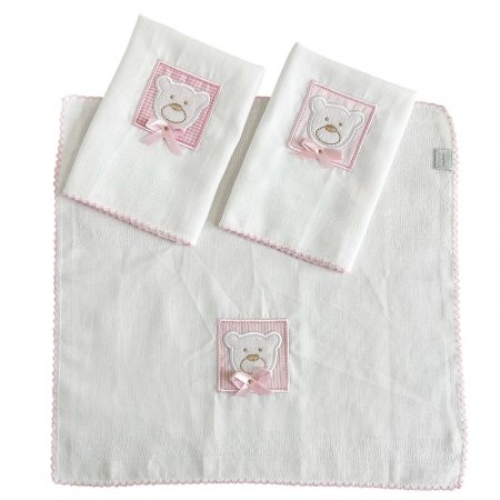 Boquinha Fralda Cremer 3 Peças para Bebê Premiere Rosa