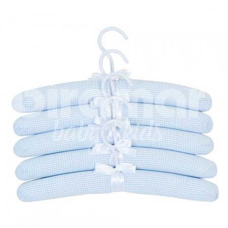 Cabides para Bebê 5 Peças Branco Xadrez Azul