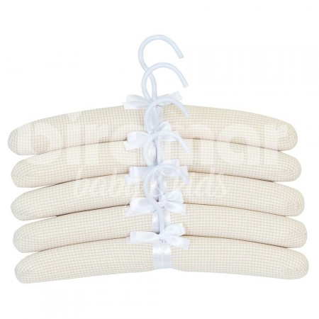 Cabides para Bebê 5 Peças Branco Xadrez Bege