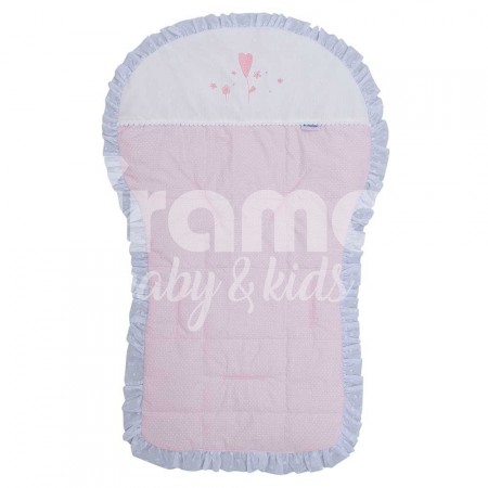 Capa para Carrinho de Bebê Renda Love Flowers Creme/Rosa