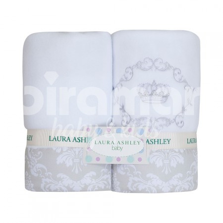 Cobertor Soft para Bebê Bordado Damask Branco