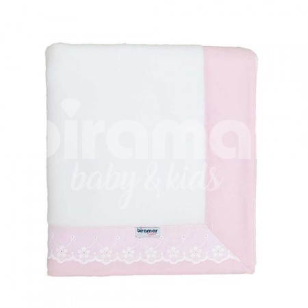 Cobertor Soft para Bebê Bordado Inglês Sophie Rosa