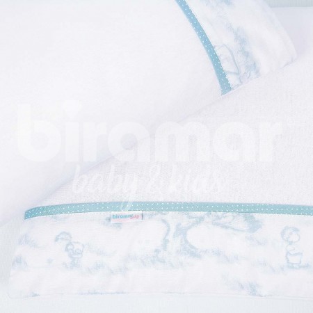 Colchonete para Carrinho de Bebê com Fronha Malha Jouy Azul