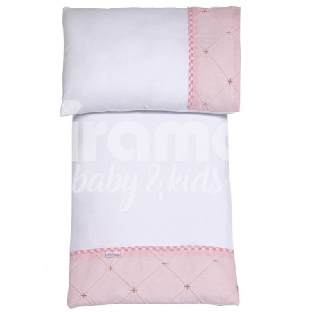 Colchonete para Carrinho de Bebê com Fronha Malha Patch Rosa