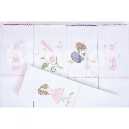 Conjunto 5 Fraldas para Bebê Cremer Luxo Bailarina Rosa