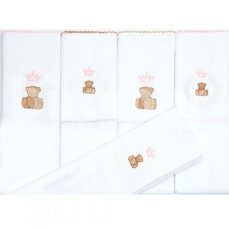 Conjunto 5 Fraldas para Bebê Cremer Luxo Theodore Rosa