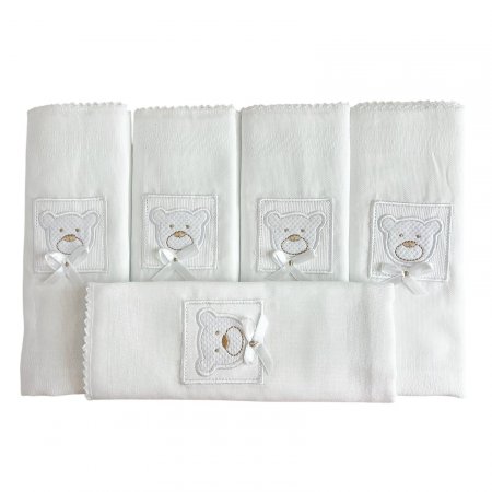 Conjunto 5 Fraldas para Bebê Cremer Luxo Premiere Branco