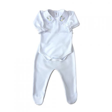 Conjunto Clássico 2 Peças Fio Egipcio Gola Primavera Branco-Tamanho Único